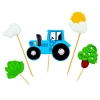 Figurki ozdoby na tort topper traktor chmurka drzewo dekoracje urodzinowe zestaw cukrowy 5 sztuk
